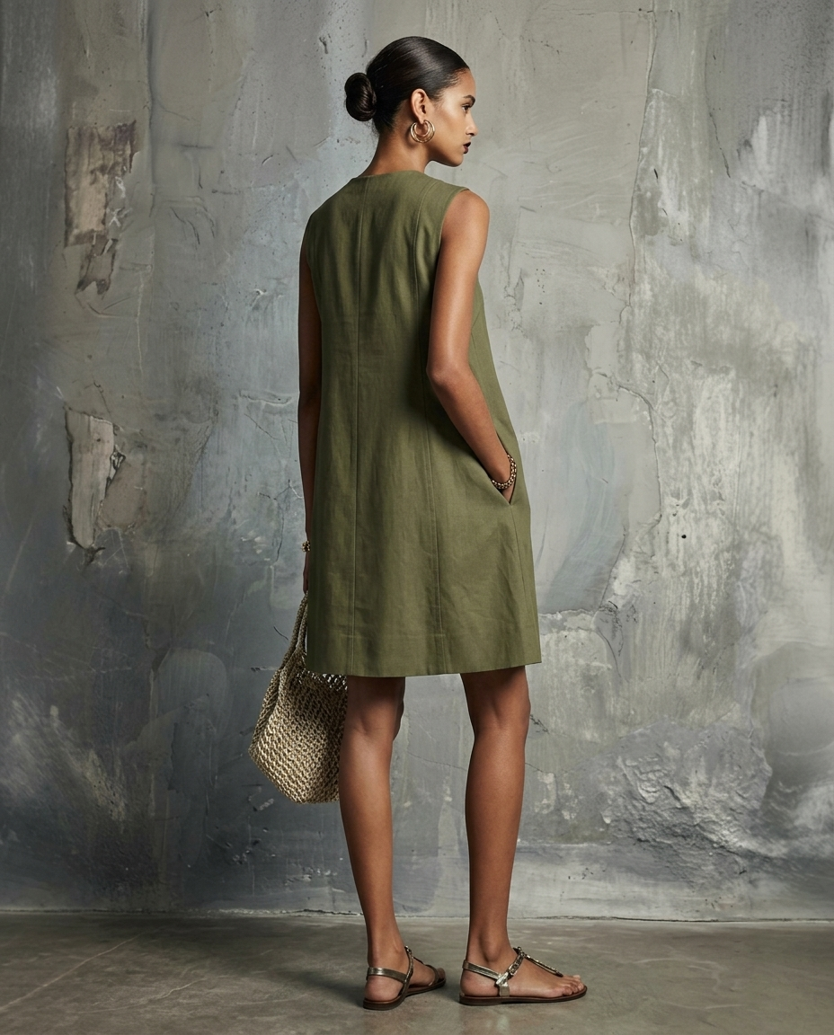 SÉRAPHINE | ASYMMETRIC BUTTON SLEEVELESS DRESS