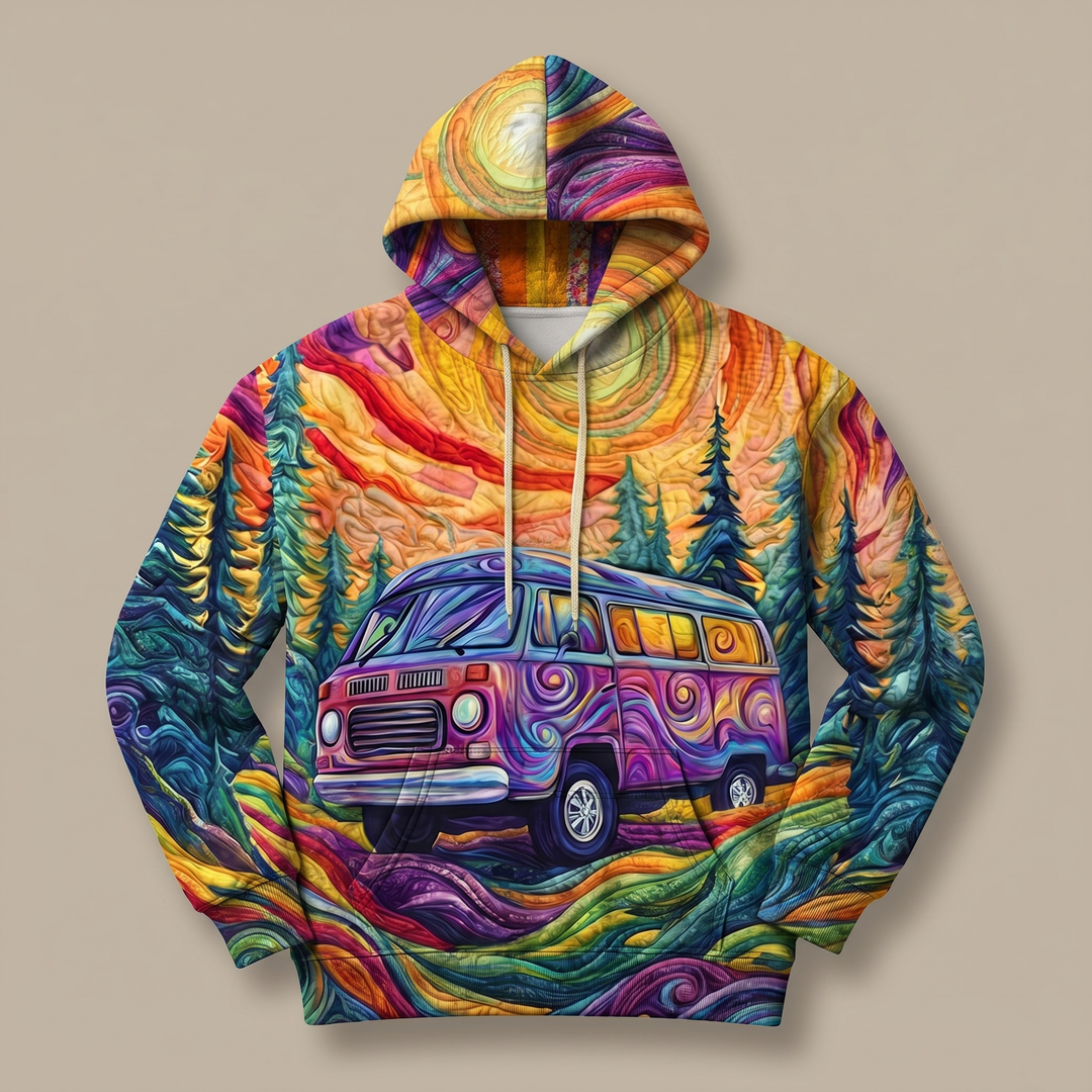 VANESKA | SUNBURST PRINT Y2K HOODIE