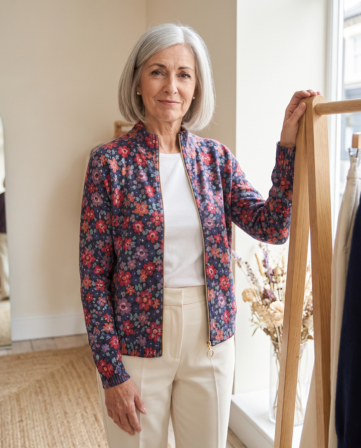 EVADNE | DITSY FLORAL ZIP CARDIGAN