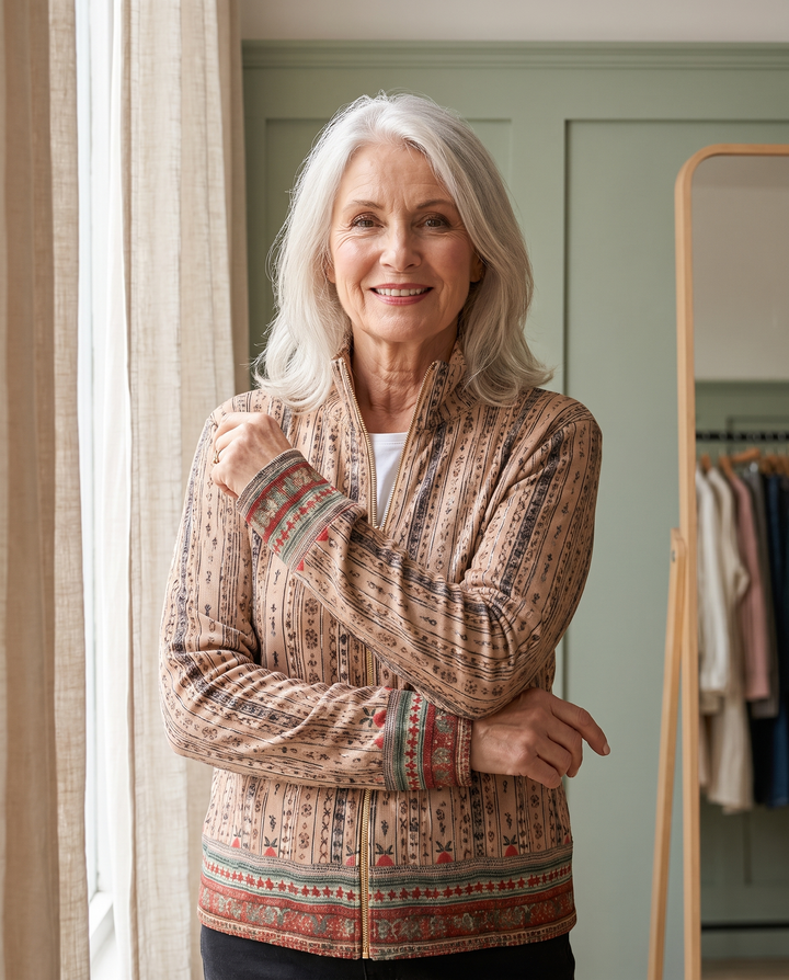 PERPETUA | FOLK STRIPE ZIP CARDIGAN