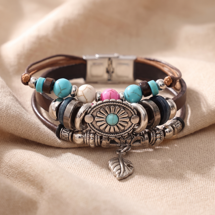 CONSTANCE | TURQUOISE CONCHO LEATHER BRACELET