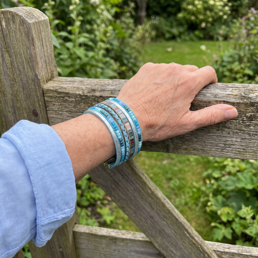 MARJORIE | TURQUOISE LEATHER WRAP BRACELET