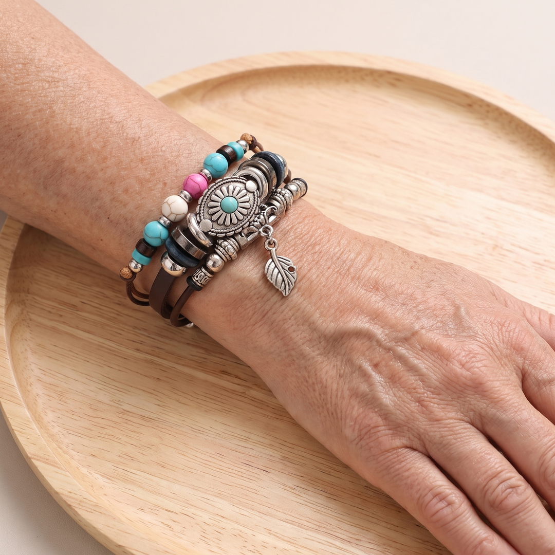 CONSTANCE | TURQUOISE CONCHO LEATHER BRACELET