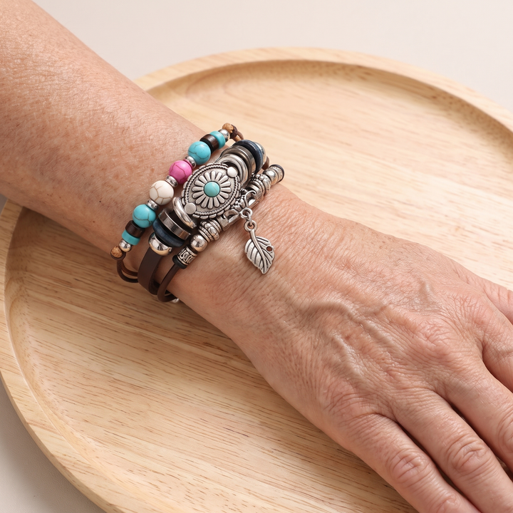 CONSTANCE | TURQUOISE CONCHO LEATHER BRACELET