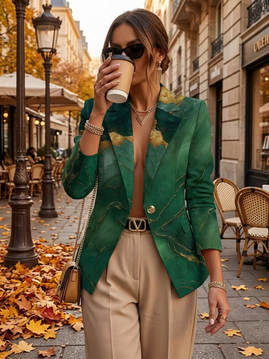 HONORINE | EMERALD MARBLE BLAZER