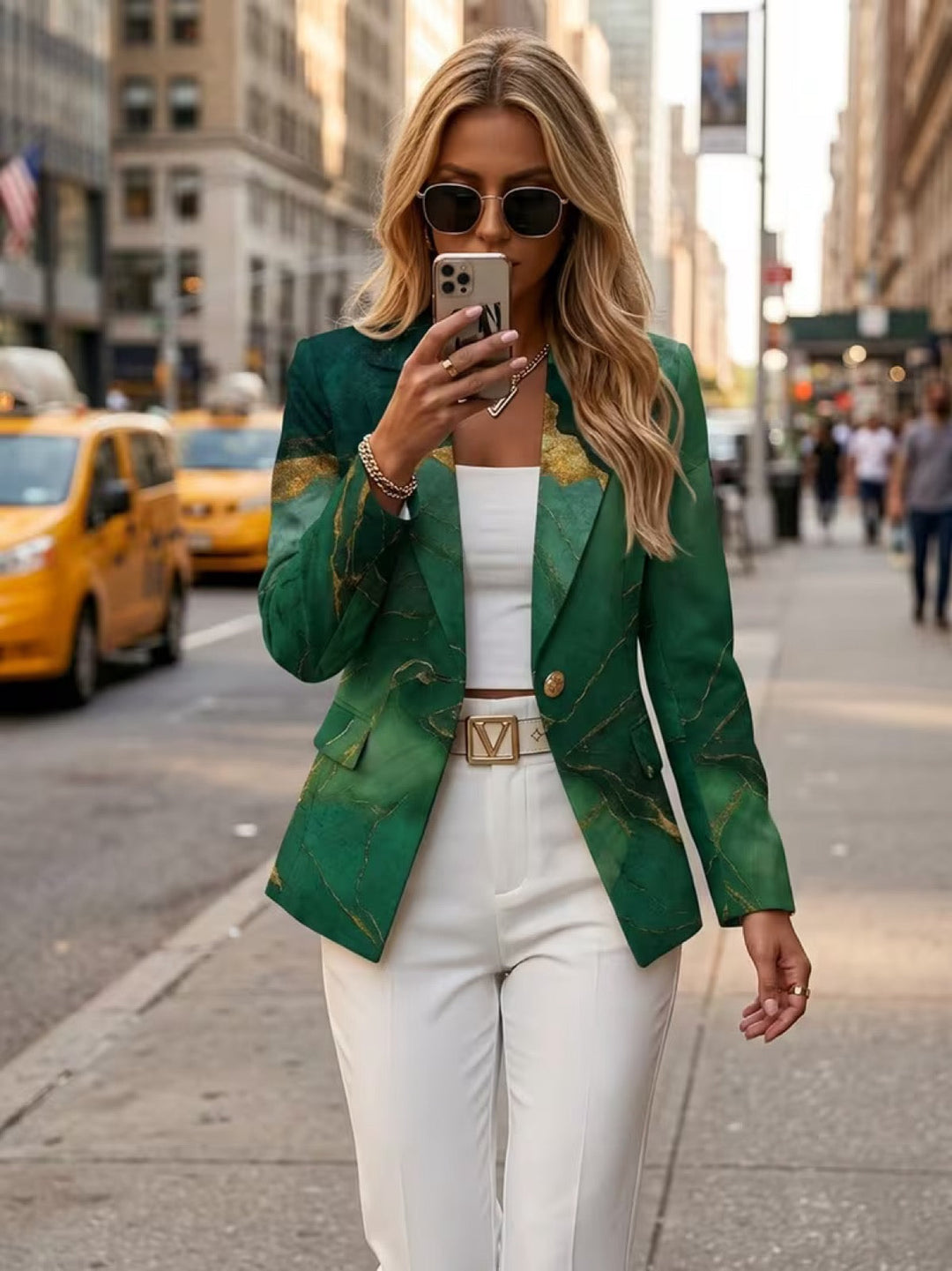HONORINE | EMERALD MARBLE BLAZER