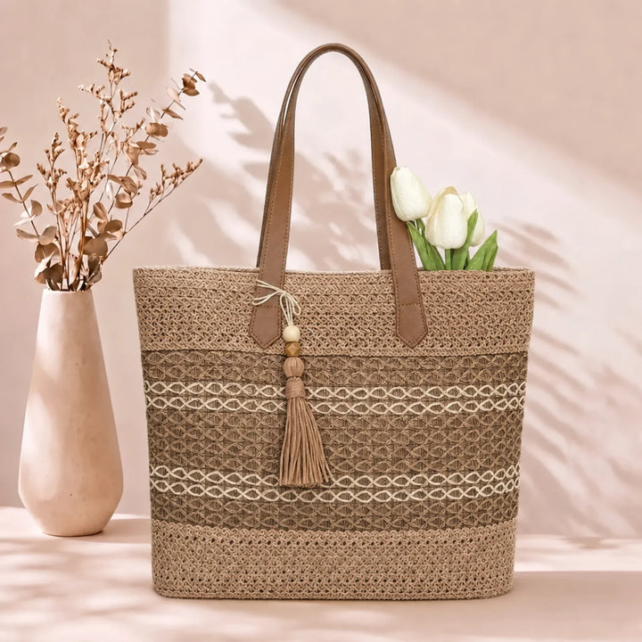 MIRA | BOHO TASSEL STRAW TOTE
