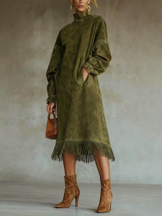 MATILDA | SUEDE TURTLENECK DRESS
