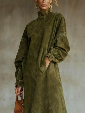 MATILDA | SUEDE TURTLENECK DRESS