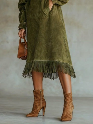 MATILDA | SUEDE TURTLENECK DRESS