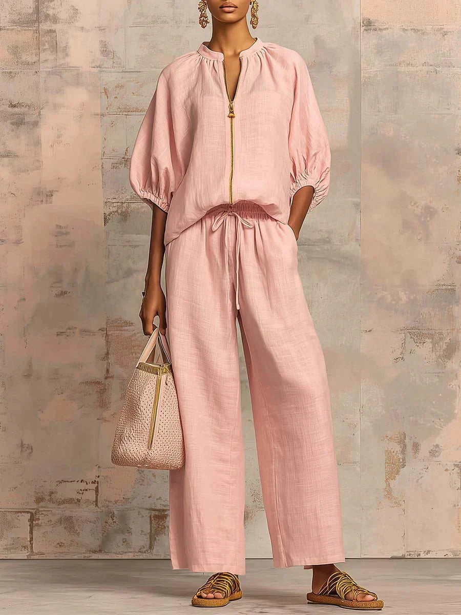 ALBA | TWO-PIECE SET: RELAXED-STYLE SHIRT AND WIDE-LEG TROUSERS