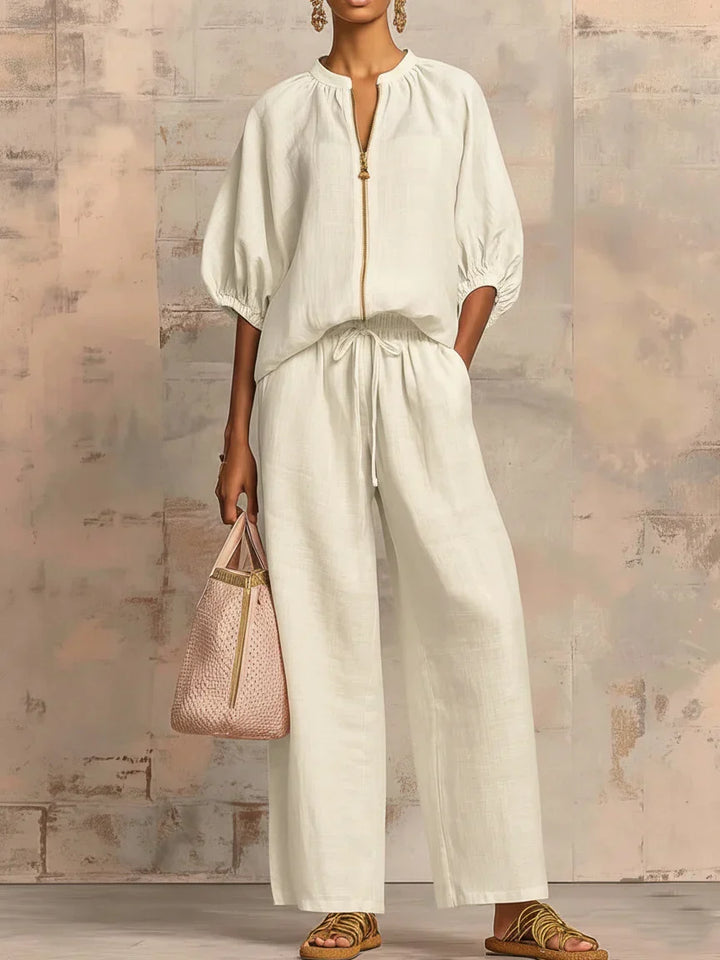 ALBA | TWO-PIECE SET: RELAXED-STYLE SHIRT AND WIDE-LEG TROUSERS