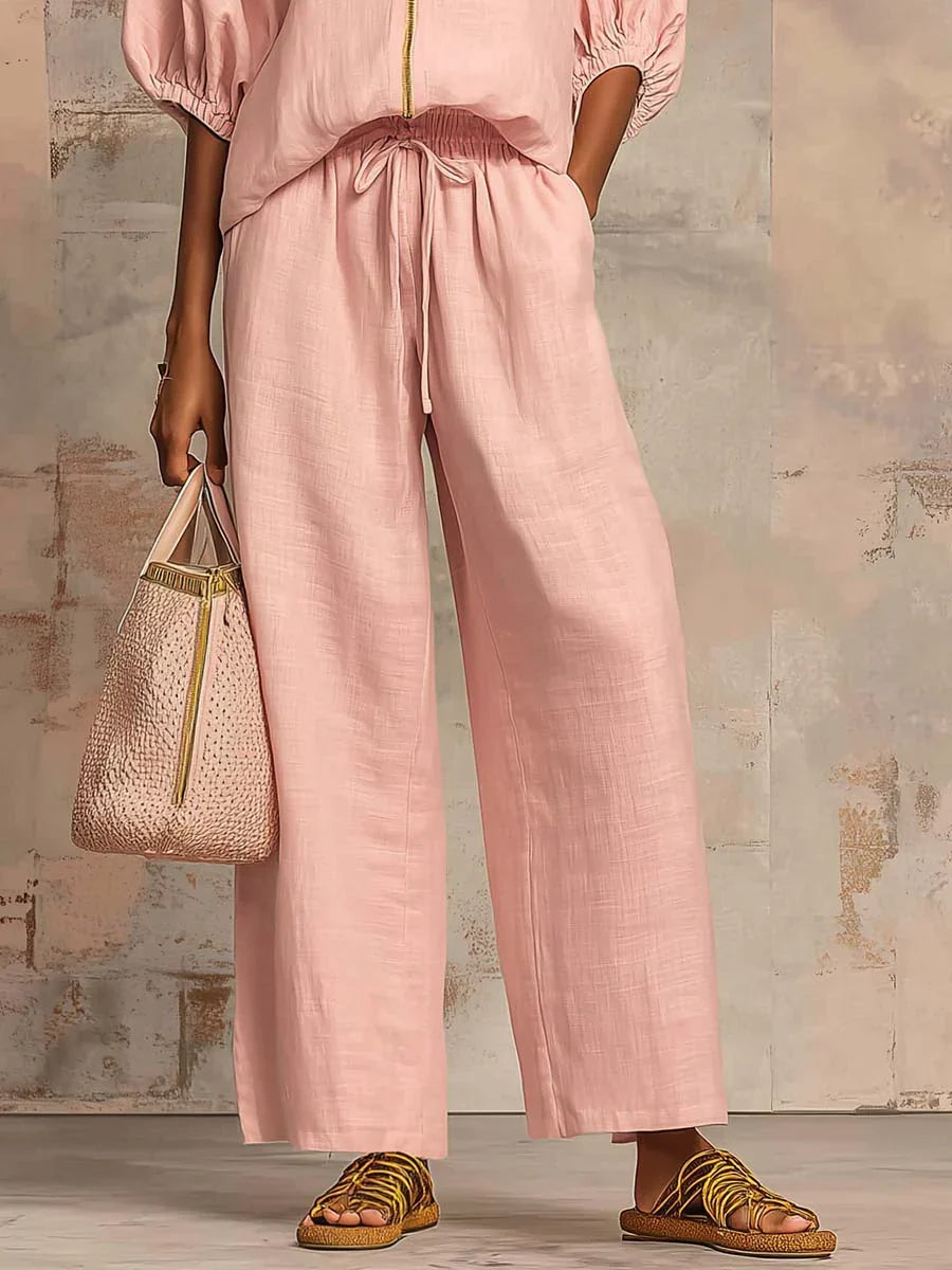 ALBA | TWO-PIECE SET: RELAXED-STYLE SHIRT AND WIDE-LEG TROUSERS