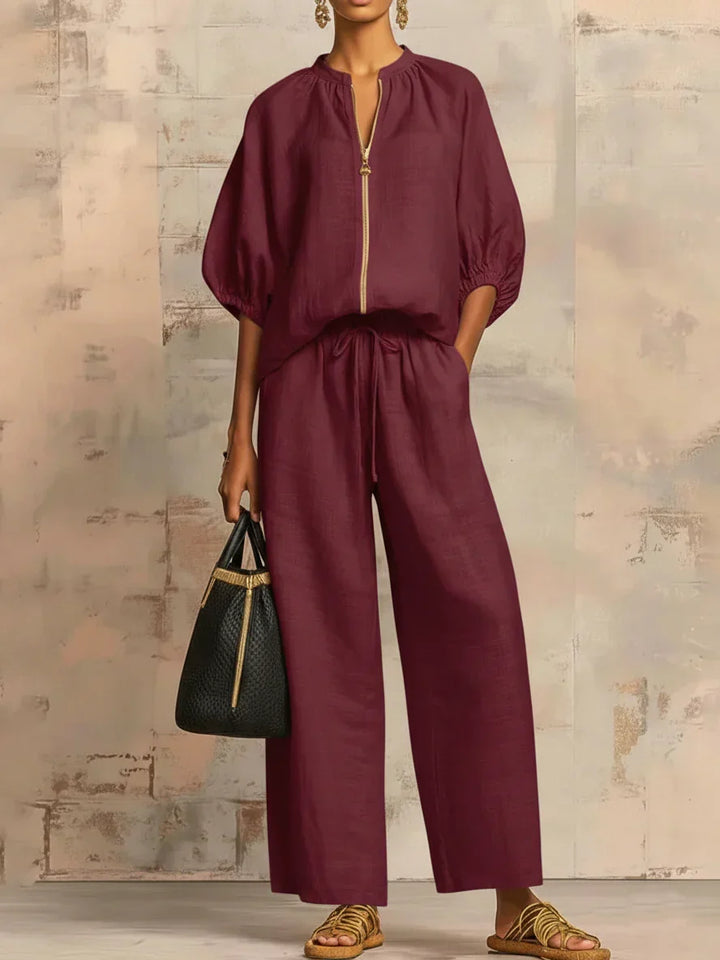 ALBA | TWO-PIECE SET: RELAXED-STYLE SHIRT AND WIDE-LEG TROUSERS
