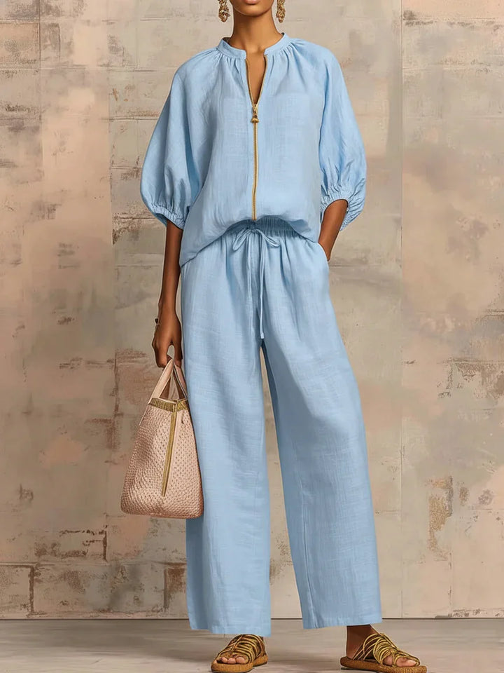 ALBA | TWO-PIECE SET: RELAXED-STYLE SHIRT AND WIDE-LEG TROUSERS