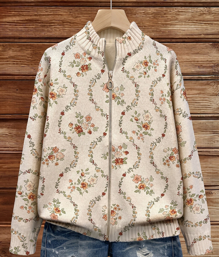 PERSEPHONE | DELICATE FLORAL VINE CREAM PRINT
