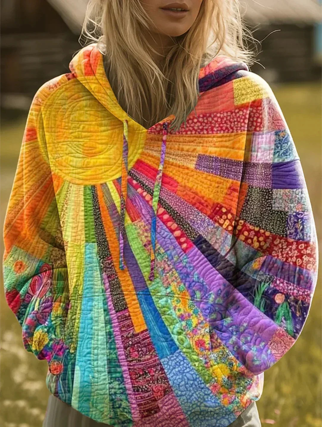 MARLOWE | BOHEMIAN MULTICOLOR PATCHWORK HOODIE