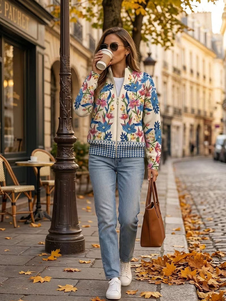 TABITHA | BOTANICAL GARDEN FLORAL ZIP CARDIGAN